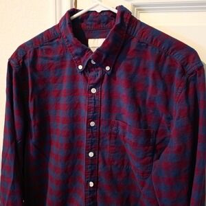 American Eagle Mens Classic Fit Flannel Shirt Burgundy Navy Blue Plaid LT Tall